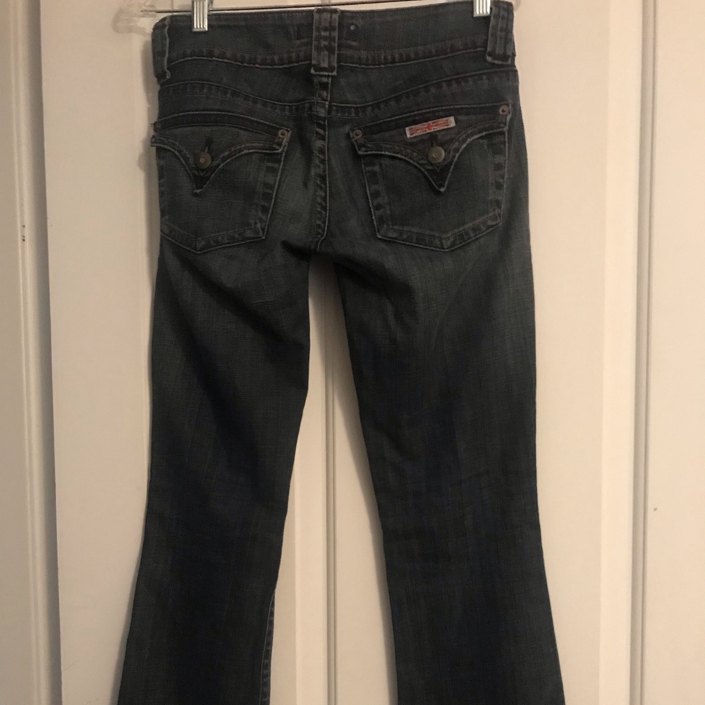 Hudson medium wash size 25 bootcut jeans.